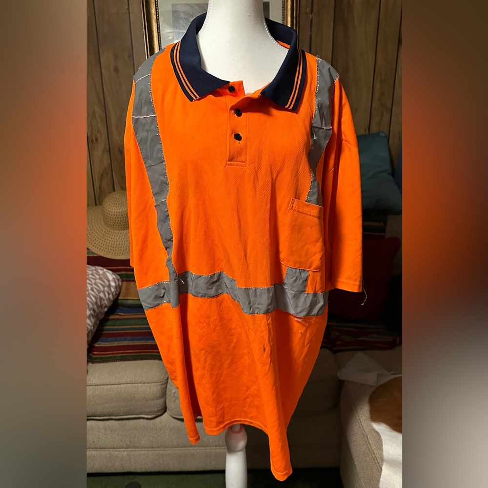 DOT Safety Orange Polo Shirt with Hi-Visibility Reflective Strips, 5X